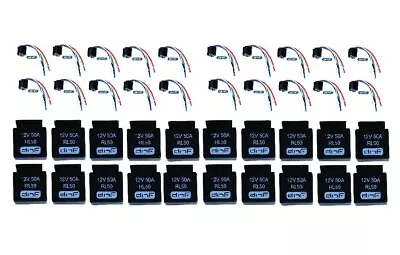 $32.65 • Buy 20 Pair 50 Amp 12v Bosch Style Relay & Harness Socket Spdt + 100% Copper Wires