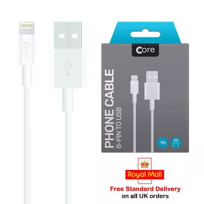 100% Genuine Core IPhone USB Data Charger Charging Cable Lead For IPhone IPad • £4.44