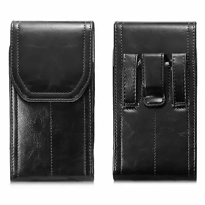 Vertical Phone Holster PU Leather Belt Clip Pouch Case Cover For Universal Black • $9.99