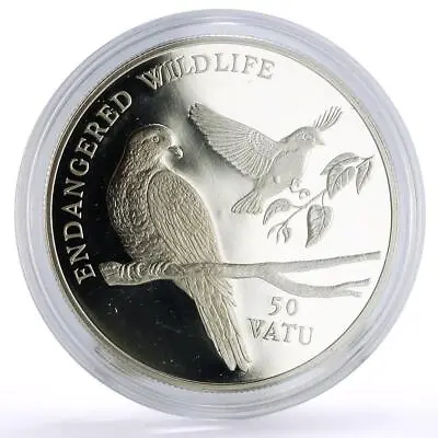 Vanuatu 50 Vatu Conservation Wildlife Pigeon Bird Fauna Proof Silver Coin 1992 • $69.32