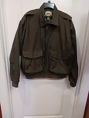 Cabelas Mens Olive Green Lined Bomber Jacket Large Inside Pocket Sz L • $42