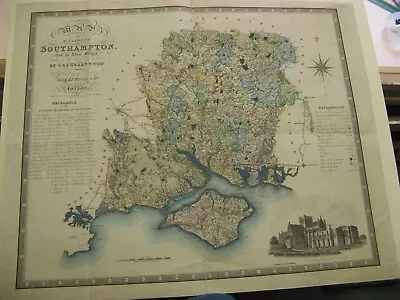 100% Original Large Hampshire Isle Of Wight Map By Greenwood C1829 Southampton • £125