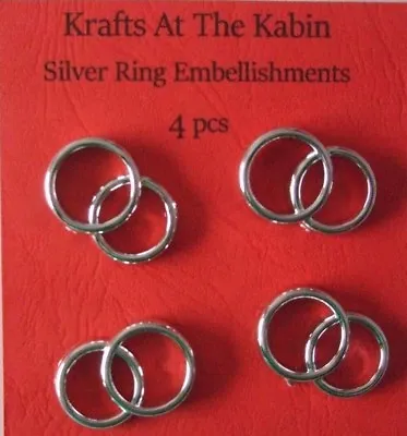 4 Double Silver Wedding Ring Embellishments For Cards And Crafts • £2.95