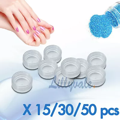 Plastic Pot Clear Empty 3ML Screw Top Jar/Pot Glitter Nail Art Beads Crafts Kit • £2.99