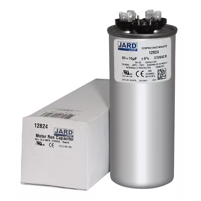 Dual Run Cap 80/10 MFD 370 VAC Electric Motor Oil Fill Capacitor Uf HVAC 80-10 • $22.15