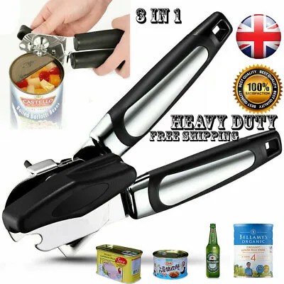 Heavy Duty Stainless Steel Tin Can Opener Cutter Easy Comfy Handle Grip Kitchen • £5.99
