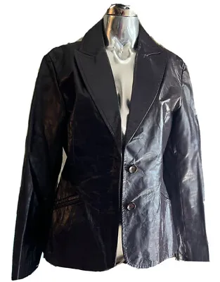 $40 • Buy Vintage Elements By Vakko Purple 100% Leather Jacket Size L