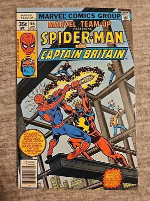 Marvel Team-Up #65 1st U.S. App Of Captain Britain Spider-Man FN+ • $25