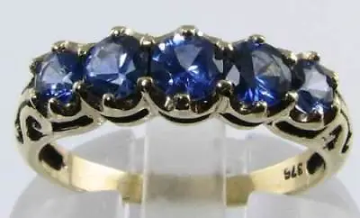 9k 9ct Gold Ceylon Sapphire Art Deco Ins Eternity Band Ring Free Resize • £399