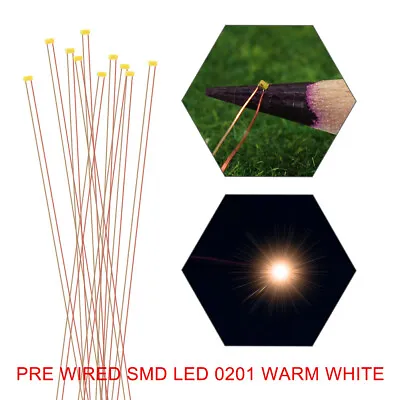 10pcs Pre-wired SMD LED 0201 Warm White Micro Copper Wire LED Lights C0201WM • $13.99