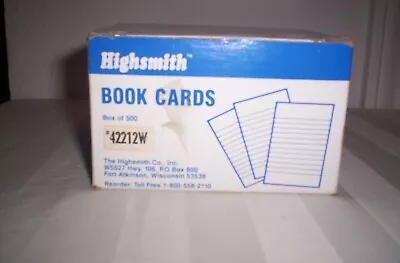 Vintage  New  Highsmith Blank Library Book Cards # 42212W Box Of 500 • $29.99