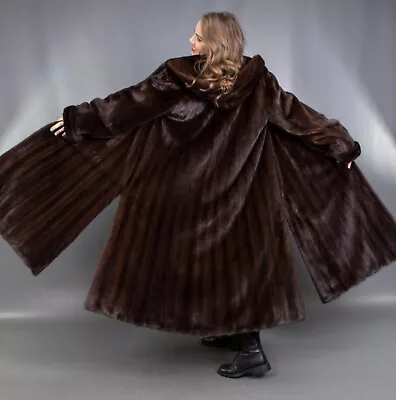 2559 New Glamorous Real Saga Furs Mink Coat Fur Swinger Hood Beautiful Size 3xl • $1529.10