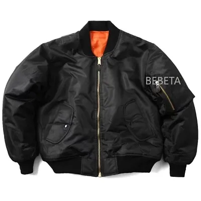 Mens MA1 Jacket Winter Outdoor Thick Military Aviator Coat Bomber Flight Jacket • $55