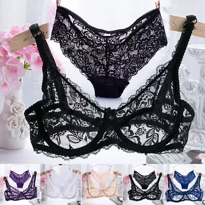 Elegant And Sensual Women's Lace Lingerie Set 3/4 Cup Bra With Matching Panties • $21.93