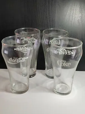 4x Enjoy Coca Cola Soda Glass Coke Pop Vintage Clear Beverage Glasses • $29.94