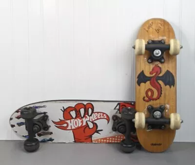 Vintage 21” Hot Wheels Wood Sidewalk Skateboard & Unbranded 17  Wood Skateboard • $59