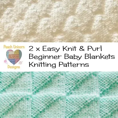 £3.59 • Buy Knitting Patterns For Baby Blankets X 2, Simple Triangles & Dazzling Diamonds DK