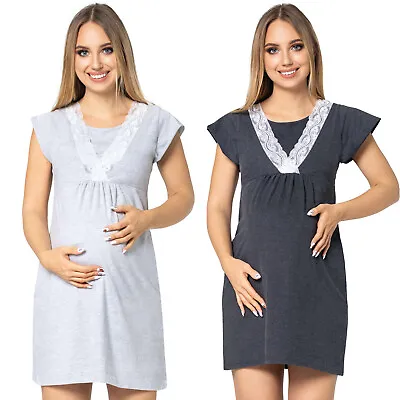 Purpless Short Sleeve V-neck Lace D Maternity Pregnancy Nursing Nightdress 4242n • $12.43