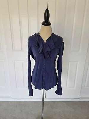 Rhodes & Beckett Navy Blue Blouse Silk Corporate Top Shirt Size 8 Small • $29