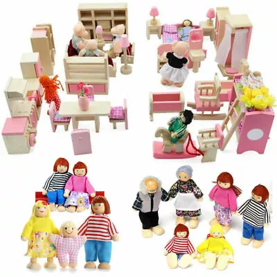 £9.35 • Buy 1/12 Dolls House Furniture Lot Bundle Wooden Bedroom Kitchen Bathroom Set Gifts