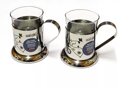 *TWO* New M&S Cafetiere Stainless Steel Etched Mugs - La Cafetiere Partnership • £10