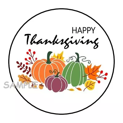 $1.95 • Buy 30 Happy Thanksgiving Envelope Seals Labels Stickers 1.5  Round Pumpkins Gifts