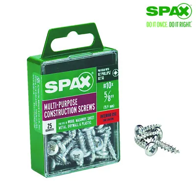$8.97 • Buy Spax  Pan  Multi-Material Screw  No. 10   X 5/8 In. L Zinc  Steel  25 Pk