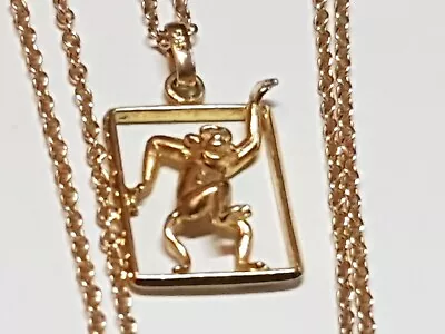 GORGEOUS 14ct GOLD PLAYING MONKEY  NECKLACE UK HALLMARKED AMAZING DETAILS 3.2G • £250