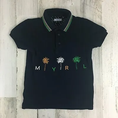 MAYORAL Boys Navy Blue Polo Palm Trees Spanish European Brand Sz 7 • $10.79