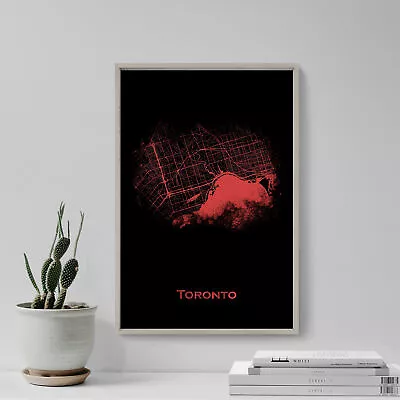 Toronto Canada Map  Red Splatter  - Art Print Poster Gift • $117.50