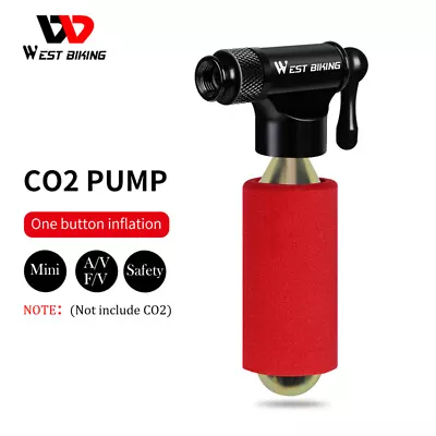 WEST BIKING Mini Aluminum Bike Bicycle Pump Fast Air CO2 Inflator Ball Pump • $13.48