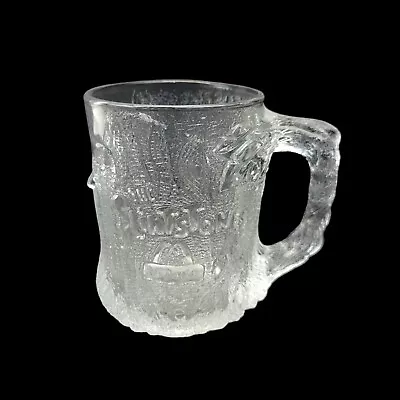 McDonalds Flintstones Treemendous Glass Mug Cup Clear Frosted RocDonalds 1993 • $7.99