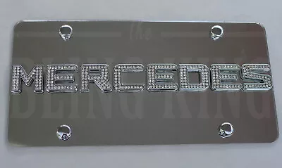 Mercedes Benz Chrome License Plate Tag W/ Swarovski Iced Out Crystal Emblems • $44