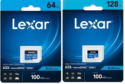 Lexar 64GB 128GB Micro SD U3 4K Card 100MB/s For GoPro Phone Camera Tablet Drone • £8.99