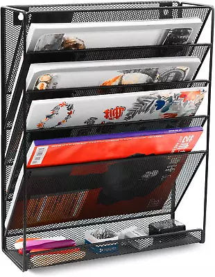 Wall File Organizer 5 Tier Vertical Hanging File Organizer Wall Mount File Ho... • $27.30