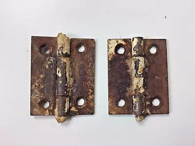 2 Vintage Metal Cabinet Door Hinges Antique • $14.99