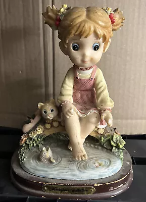 Montefiori Collection Figurine GIRL Playing In Water With Boat And Cat • $35