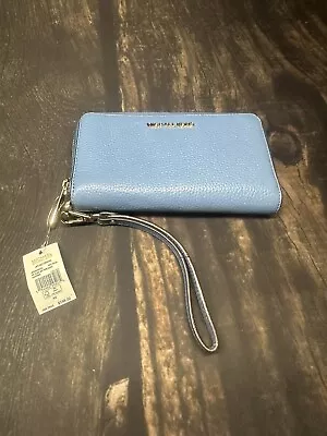 Michael Kors Jet Set Sky Blue Dbl Zip  Leather Wristlet / Wallet • $68