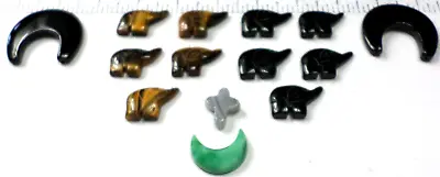 $12.77 • Buy 14 Vintage Onyx &Tiger Eye Gemstone Elephant Half Moon Shaped Cabochons Cabs Lot