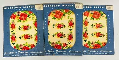 3 Vtg Meyercord Decals Floral Flowers Roses Walls Furniture 1950’s • $24