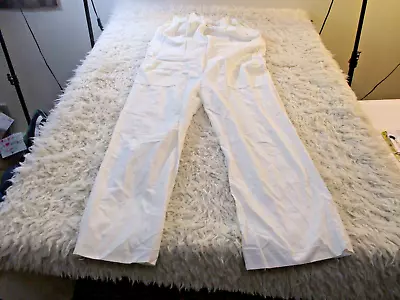 Vintage Vanity Fair Pantsuit Womens Small White Sleeveless Pockets Jumpsuit • $6