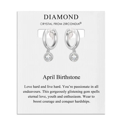 £7.99 • Buy April Birthstone Hoop Earrings Created With Diamond Zircondia® Crystals