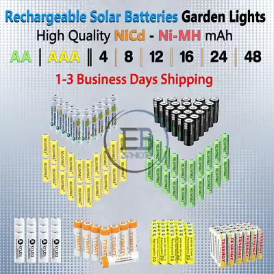 Solar Rechargeable Batteries AA / AAA Battery 4 8 16 20 Charge Lot Garden Lights • $2.55