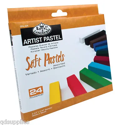 24 Royal Langnickel Soft Artist Pastels Assorted Colours Earthtone Greytones • £7.75