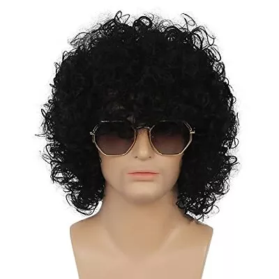 Curly Afro 70s 80s Costume Wigs For Black Men Short Natural Fluffy Kinky Hair... • $34.38