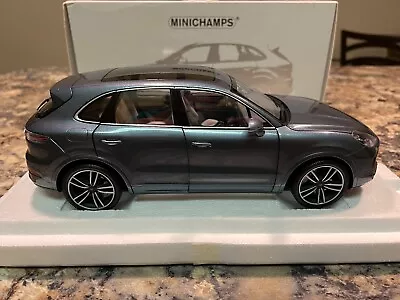 1:18 Minichamps 110066070 2017 Porsche Cayenne Turbo S Blue Diecast Model • $170