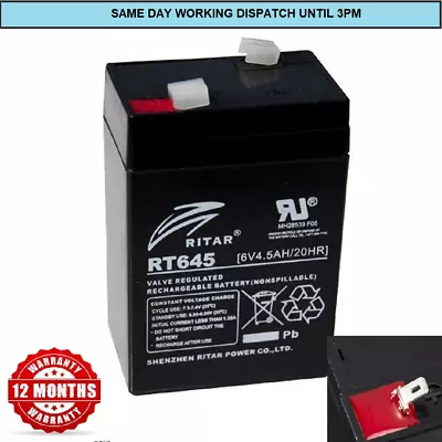 PS640 6V 4.5AH Rechargeable VRLA Battery - XINLEINA 3-FM-4.5 6V 4.5AH-4/20Hr • £10.95