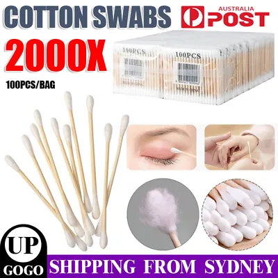 2000PCS Disposable Wooden Handle Cotton Swab Ear Buds Q-Tip Makeup Cosmetic AU   • $19.75