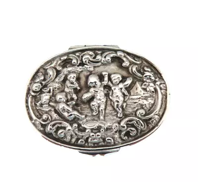 Vintage Spain Sterling Silver & Gilt Repousse Trinket Pill Box  25g  Cherubs • $99