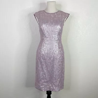 Kay Unger Womens Size 2 Lilac Purple Sequin Lace Embroidered Sheath Dress Party • $89.99